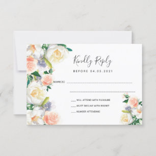 Mariage rose or fleurons blancs RSVP