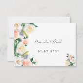 Mariage rose or flush floraux blanc RSVP (Dos)