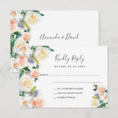 Mariage rose or flush floraux blanc RSVP (Devant / Derrière)