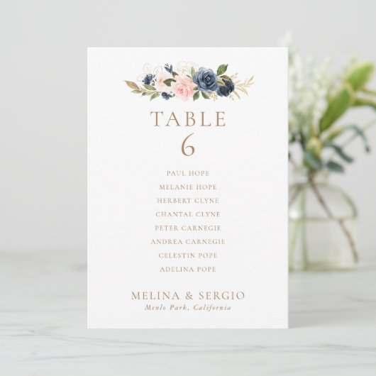 Mariage rose or Tableau 6 Carte graphique de siège (Debout devant)