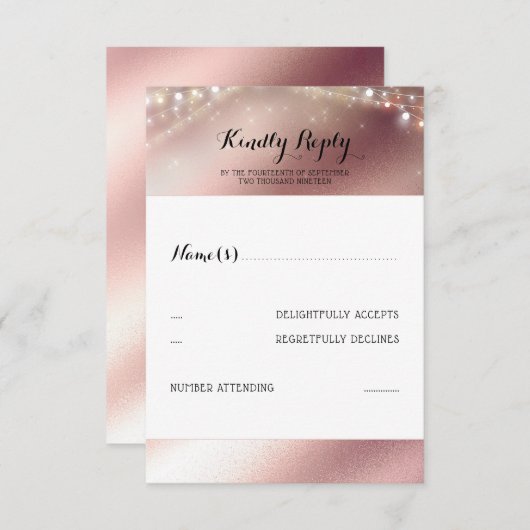 Mariage rose Parties scintillant or RSVP (Devant / Derrière)