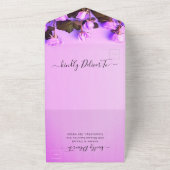 Mariage rose photo tout en une invitation (Dehors)