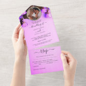 Mariage rose photo tout en une invitation (Déchirure)