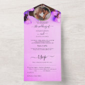 Mariage rose photo tout en une invitation (À l'intérieur)