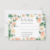 Mariage rose pliage flush floraux RSVP carte (Devant)