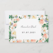Mariage rose pliage flush floraux RSVP carte (Dos)