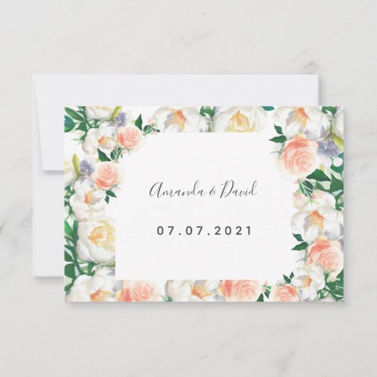 Mariage rose pliage flush floraux RSVP carte (Dos)