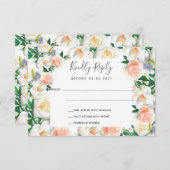 Mariage rose pliage flush floraux RSVP carte (Devant / Derrière)
