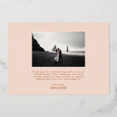 Mariage rose Real Foil 2 photos Merci Cartes (Verso)