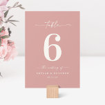 Mariage rose Rose couleur solide simple<br><div class="desc">Simple Couleur Solide Dusty Rose rose de mariage Numéro de table de la réception de mariage. Cette Table Card chic et moderne est simple classique et élégant avec une couleur arrière - plan unie et une jolie police de calligraphie de script avec queues. Montré dans la nouvelle Colorway. Disponible en...</div>