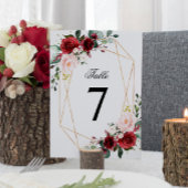 Mariage Rose rose et bordeaux bleu Numéro de table