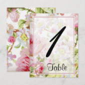 Mariage rose rose vintage Numéro de table (Devant / Derrière)