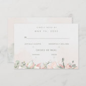 Mariage Rose rougissant 2 choix de repas RSVP (Devant / Derrière)