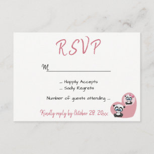 Mariage rose RSVP Panda Teddy Bear Coeur