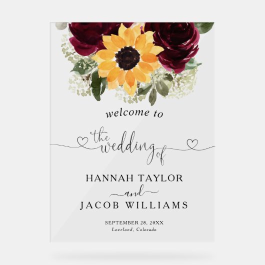 Mariage Rose Sunflower Bienvenue (Recto)