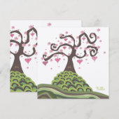 Mariage rose vert Monogram Blossom Tree Invitation (Devant / Derrière)