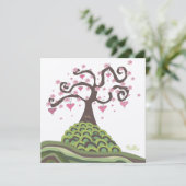 Mariage rose vert Monogram Blossom Tree Invitation (Debout devant)