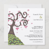 Mariage rose vert Monogram Blossom Tree Invitation (Dos)