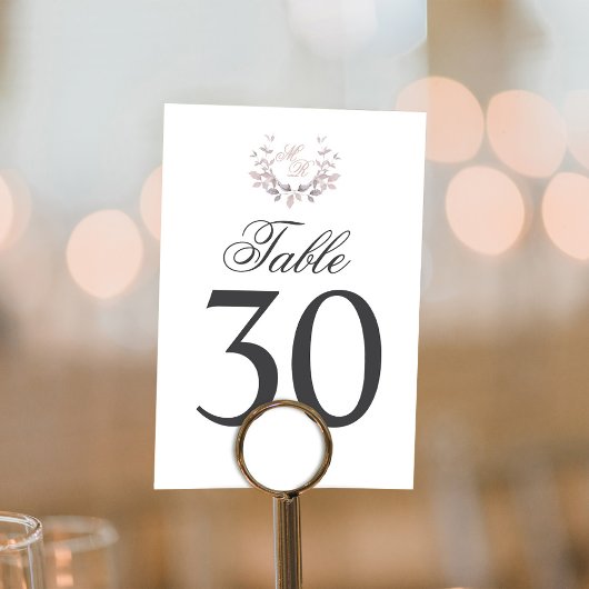 Mariage rose vif Numéro de table Monogramme Motif