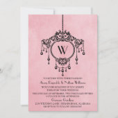 Mariage rose Vintage de lustre Invitation (Devant)