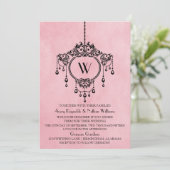 Mariage rose Vintage de lustre Invitation (Debout devant)