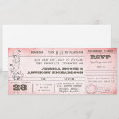 mariage rose vintage invitations de cartes d'embar (Devant / Derrière)