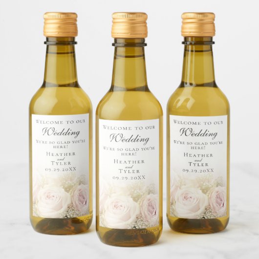 Mariage Roses Mini bouteille à vin Étiquette (Bouteilles)