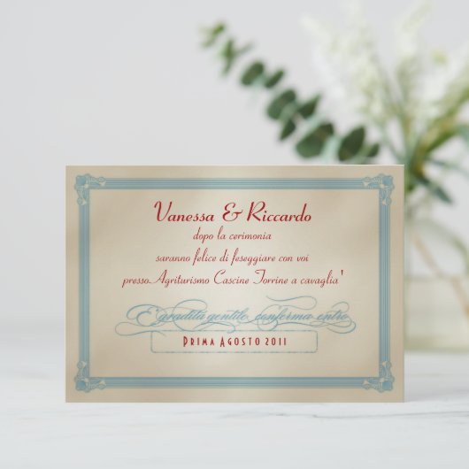 Mariage Rouge Blanc & Bleu do-it-yourself RSVP (Debout devant)