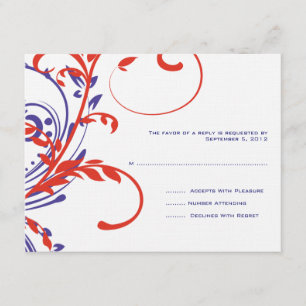 Mariage rouge, blanc, bleu double floral RSVP
