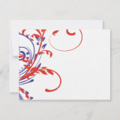 Mariage rouge, blanc, bleu double floral RSVP (Dos)
