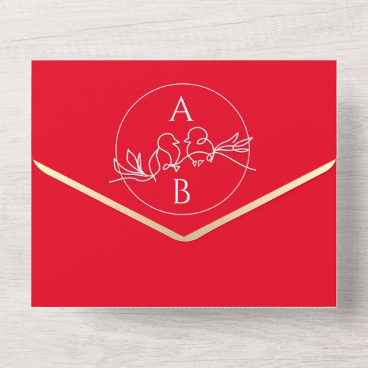 Mariage rouge brillant en une seule invitation (Verso)