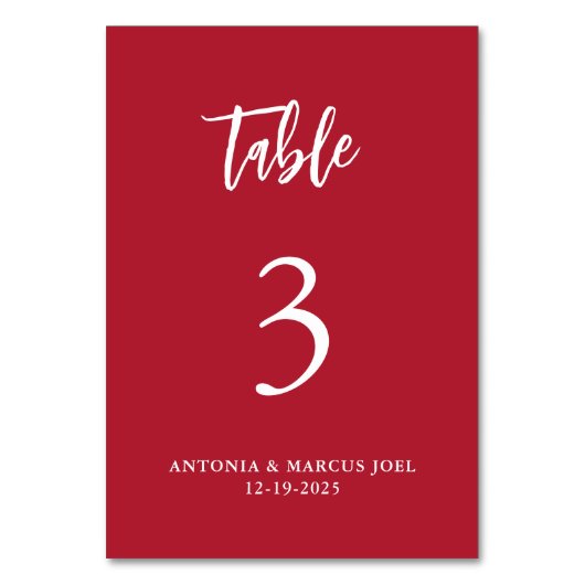 Mariage rouge de Noël Numéro de table Carte (Par défaut)