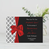 mariage rouge enregistrer la date faire-part (Debout devant)