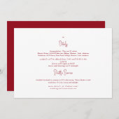 Mariage rouge et blanc détails II Invitation (Devant / Derrière)