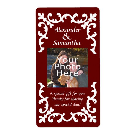 Mariage rouge foncé cadeau ou Favoriser Étiquette (Devant)