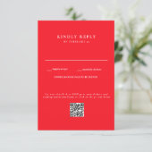 Mariage rouge moderne QR Code RSVP (Debout devant)