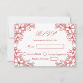 Mariage rouge RSVP avec graphismes floraux ornés (Devant)