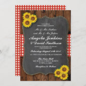 Mariage rouge Rustic Tournesol Invitation Chalk (Devant / Derrière)