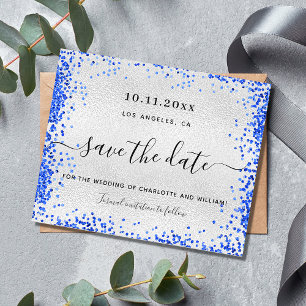 Mariage royal bleu argent enregistrer la carte de