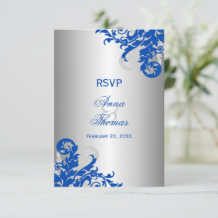 Mariage Royal Bleu et Argent Flourish RSVP