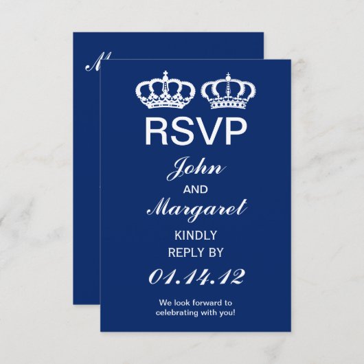Mariage royal bleu RSVP (Devant / Derrière)