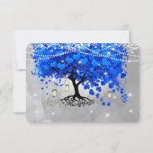 Mariage Royal Blue Heart Leaf Tree RSVP (Dos)