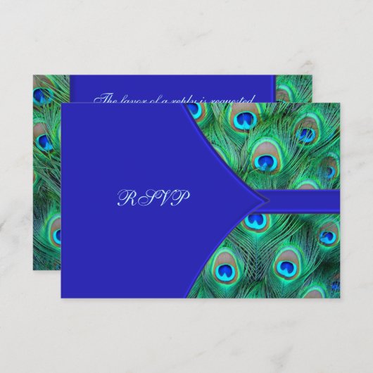Mariage Royal Blue Peacock RSVP (Devant / Derrière)