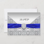 Mariage Royal Blue Silver Diamond RSVP (Devant)