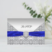 Mariage Royal Blue Silver Diamond RSVP (Debout devant)