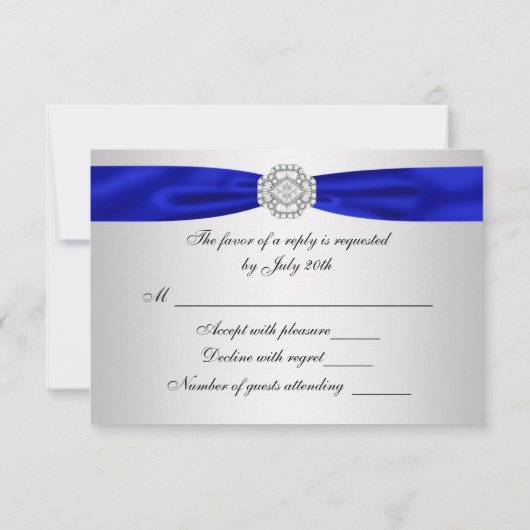 Mariage Royal Blue Silver Diamond RSVP (Dos)