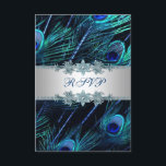 Mariage Royal Blue Silver Peacock RSVP<br><div class="desc">Elégant paon bleu royal RSVP avec de jolis groupes d'argent sur un magnifique arrière - plan paon bleu royal. Cette belle invitation de mariage royal bleu paon RSVP est facilement customisée pour votre événement en ajoutant les détails de votre événement, le style de police, la taille et la couleur de...</div>
