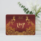 Mariage Royal Burgundy Gold Peacock RSVP (Debout devant)