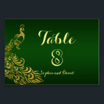 Mariage Royal Green Gold Peacock NUMÉRO DE TABLE<br><div class="desc">Design unique avec Royal Green Gradient arrière - plan et abstrait Gold Sparkling Peacocks pour votre événement mariage spécial. Il donnera une touche unique à votre style mariage. Sois différent ! Personnalisez avec vos propres informations. Si vous devez déplacer le texte ou modifier la taille, la police ou la couleur,...</div>