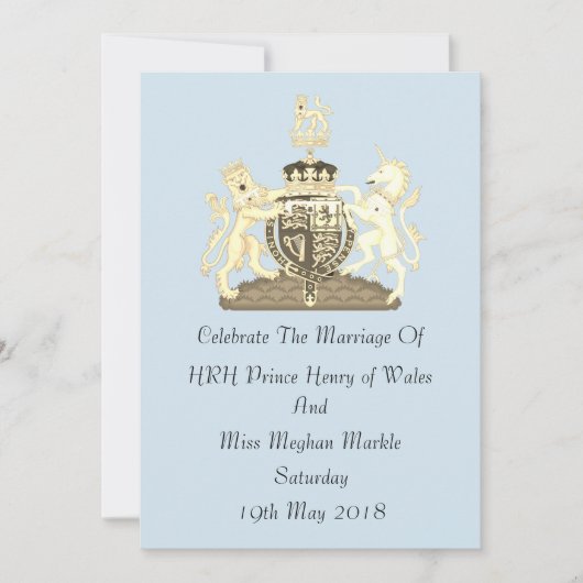 Mariage royal Harry and Meghan Custom Invitation B (Devant)